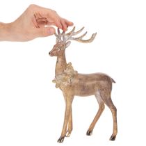 položky Dekorativní figurka jelena s parožím, na postavení, vánoční dekorace, 28 cm
