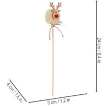 položky Dekorativní figurka soba s bambulkami, vánoční kolíčky 24 cm, 12 ks