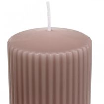Sloupové svíčky starožitná růžová drážkovaná svíčka 70/90mm 4ks