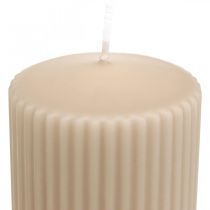 Sloupkové svíčky béžová drážkovaná svíčka 70/130mm 4ks