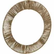 Nástěnná dekorace letní dekorační kroužek na zavěšení boho juta, kov Ø49cm