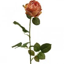 Umělá růže oranžová, umělá růže, dekorativní růže L74cm Ø7cm
