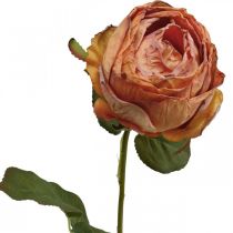 Umělá růže oranžová, umělá růže, dekorativní růže L74cm Ø7cm