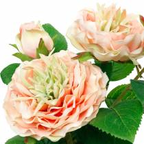 Dekorativní růže v květináči, romantické hedvábné květy, růžová pivoňka