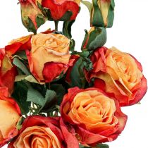 Kytice z růží umělé růže hedvábné květy oranžový svazek 53cm