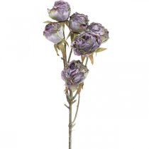 Větev růže Hedvábná květina Stolní dekorace Umění Růže fialová starožitná L53cm
