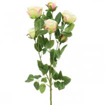 Větev růže, hedvábné růže, umělá větev růžová, krémová L66cm Ø3/5cm
