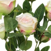 položky Větev růže, hedvábné růže, umělá větev růžová, krémová L66cm Ø3/5cm