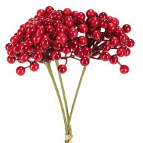 položky Vánoční dekorace s červenými bobulemi, kytice 27 cm, 3 ks