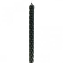 Rustikální svíčky, jednobarevné černé 350/28mm 4ks