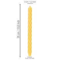 položky Rustikální svíčky Twist, vysoké kuželové svíčky, jednolitá žlutá, 350/28 mm, 4 kusy