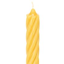 položky Rustikální svíčky Twist, vysoké kuželové svíčky, jednolitá žlutá, 350/28 mm, 4 kusy