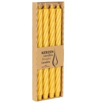 položky Rustikální svíčky Twist, vysoké kuželové svíčky, jednolitá žlutá, 350/28 mm, 4 kusy