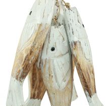 položky Rustikální dřevěný věšák na ryby s 5 rybami bílý přírodní 15cm