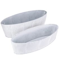 položky Oválná kovová miska v bílé stříbrné 32,5cm/37cm sada 2 ks