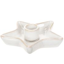 položky Keramický svícen ve tvaru hvězdy, bílý, pro kuželovité svíčky, 12 cm, 2 kusy
