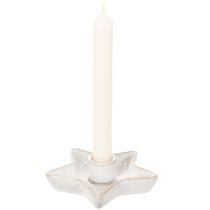 položky Keramický svícen ve tvaru hvězdy, bílý, pro kuželovité svíčky, 12 cm, 2 kusy