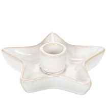 položky Keramický svícen ve tvaru hvězdy, bílý, pro kuželovité svíčky, 12 cm, 2 kusy