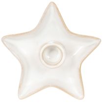 položky Keramický svícen ve tvaru hvězdy, bílý, pro kuželovité svíčky, 12 cm, 2 kusy