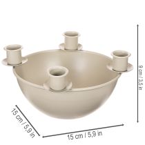 položky Svícen se 4 objímkami, moderní adventní věnec, béžový, 15 cm