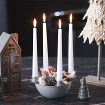 položky Svícen se 4 objímkami, moderní adventní věnec, béžový, 15 cm