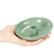 položky Zelený kovový svícen, dekorativní, na kuželové svíčky, 13 cm