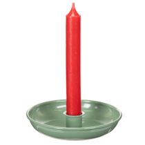 položky Zelený kovový svícen, dekorativní, na kuželové svíčky, 13 cm
