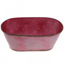 položky Mísa s listovým zdobením, květináč, podzimní dekorace, kovový hrnec vínově červený L38cm H15cm