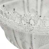 Mísa na šálek kovová bílá dekorativní mísa starožitného vzhledu Ø15,5cm