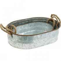 položky Květináč s uchy, miska na bylinky, aranžovací základ stříbrná, hnědá L39/35,5/32 cm V10/8,5/7 cm sada 3 ks