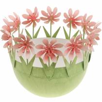 položky Miska na rostliny, jarní dekorace, kovová miska s květinovou dekorací, velikonoční košík