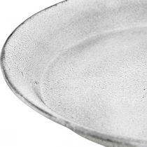Dekorační miska s nohou Dekorační talíř kov bílý Ø22cm V15,5cm