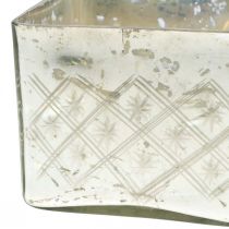 Skleněná dóza s víčkem omšelé sklo dekorace champagne 14×14×14,5cm