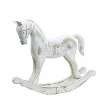 Dekorativní houpací koník vánoční bílá hnědá 26x6x23cm