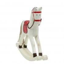 položky Dřevo houpacího koně bílá, červená 25cm x 20,5cm