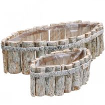 Miska na rostliny, dřevěný truhlík na rostliny, žardiniéra L37,5/28cm H10/9cm sada 2ks