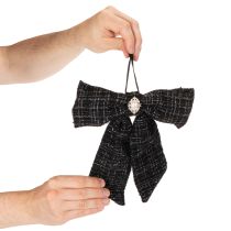 položky Látková mašle s broží a ramínkem, kostkovaná, 24 cm, 2 kusy