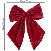 položky Manšestrová mašle z červeného sametu na zavěšení vánočních ozdob, 24 cm, 2 kusy