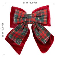 položky Červená skotská kostkovaná sametová mašle do interiéru 21×23 cm