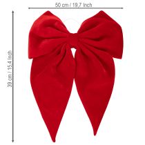 položky Dekorativní mašle v červené barvě, velká sametová mašle do okna nebo dveří, 50 cm