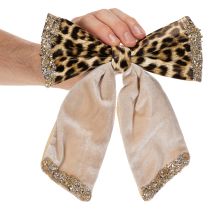 položky Dekorativní mašle s leopardím vzorem, zvířecí tisk, 20 cm, 3 ks