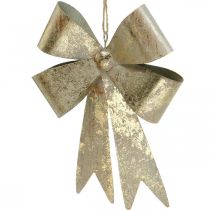 položky Mašle na zavěšení, ozdoby na vánoční stromeček, zlatá kovová dekorace, starožitný vzhled V23cm Š16cm