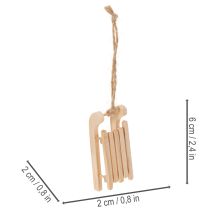 položky Dekorativní sáňky k zavěšení na vánoční stromeček, 6 cm, 6 kusů