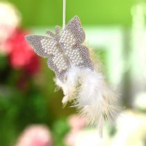 Plstěný motýl k zavěšení krémová svatební dekorace 16cm