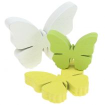 Dřevěný motýl bílý / žlutý / zelený 3cm - 5cm 48ks
