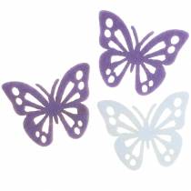 položky Plstěná dekorace na stůl motýl fialová bílá asort 3,5x4,5cm 54 kusů
