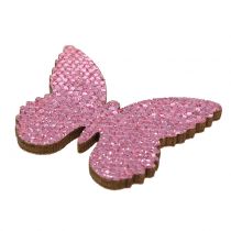 Sypaná dekorace motýl růžové třpytky 5/4 / 3cm 24ks