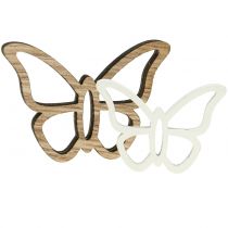 Dřevěný motýl bílý / přírodní 3cm - 4,5cm 48ks