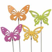 Květinové knoflíky motýlí dřevo 7x5,5cm 12ks různé