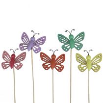 Jarní dekorace květinové špunty dřevěné ozdobné motýlky 6×8cm 10ks
